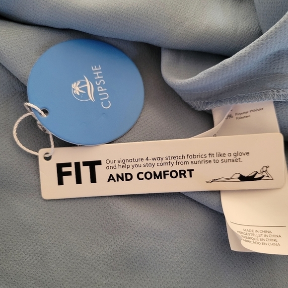 CUPSHE Women's L Halter Neck Cross Front Dress Slip Baby Blue Vacation Wedding - Picture 9 of 11